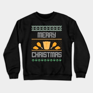 Merry Christmas Fried Chicken Pixel Art Crewneck Sweatshirt